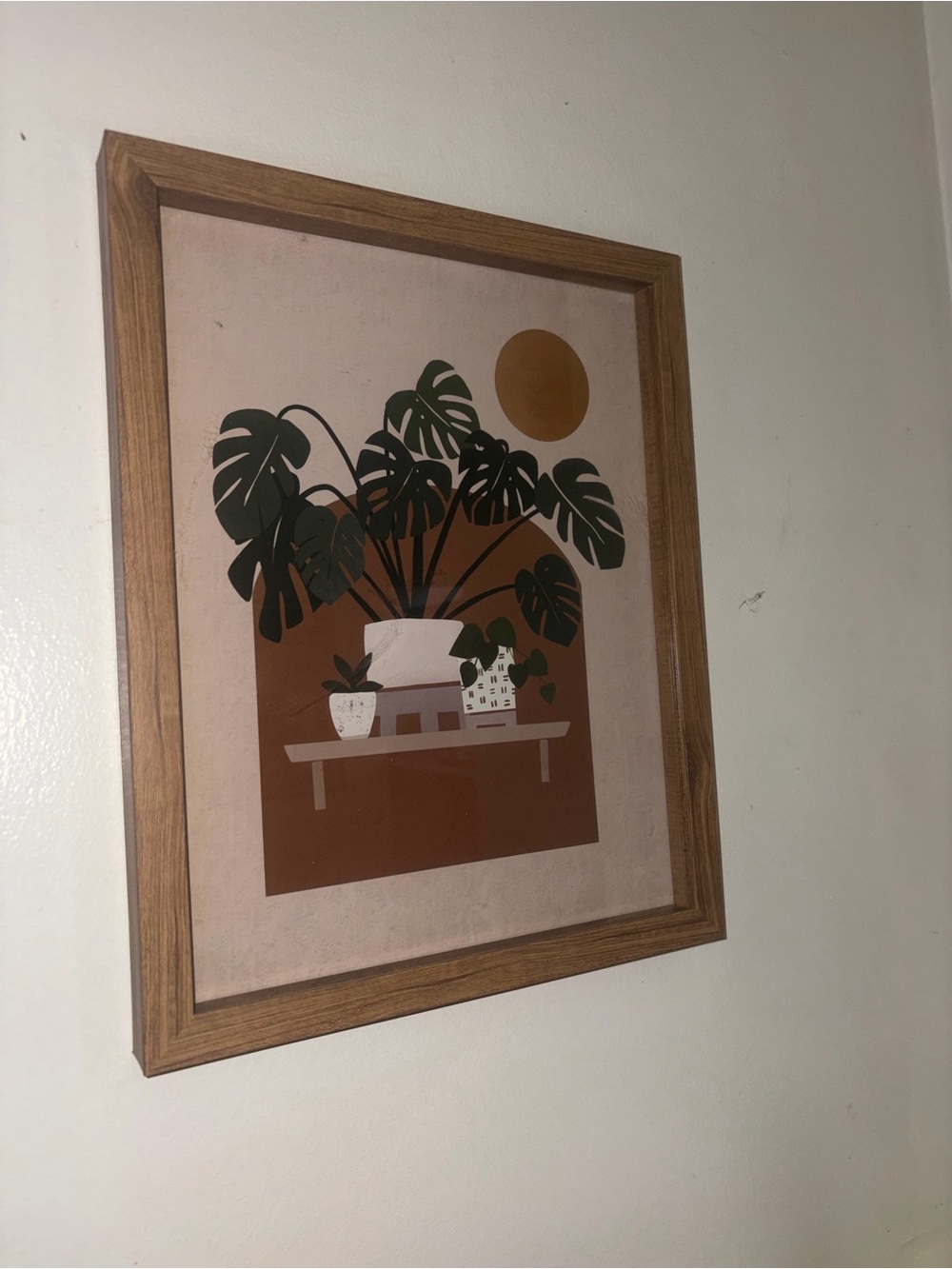 Modern Monstera Wall Art Print in Green and Brown
